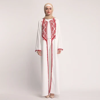 Elegantno Muslimanskih Čipke Abaya Jopico Maxi Obleka Ohlapno Kimono Dolge Plašče Ženski Vestidos Bližnjem Vzhodu Ramadana Turški Islamskih Molitev