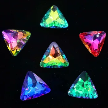 Fancy steklo, kristal 18 mm jelly candy AB & mavrične barve trikotnik oblike Lepila na nosorogovo kroglice aplicirano obrt diy trim