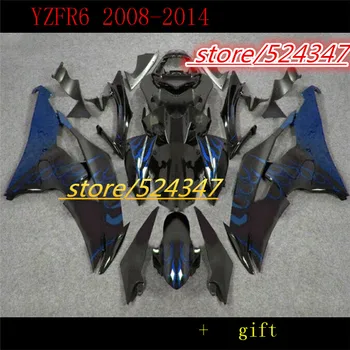 Fei-Oklep komplet za YZFR6 08 09 10 11 12 13 14 YZF R6 2008 YZF600 črno modra Fairings motorno kolo, Pribor in Deli
