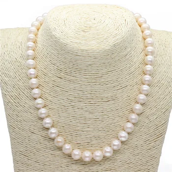 Fine nakit 9-10 mm krog biserna ogrlica, moda sveže vode pearl obesek da bi mama darilo 925 srebro zaponka