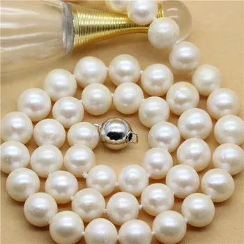 Fine nakit 9-10 mm krog biserna ogrlica, moda sveže vode pearl obesek da bi mama darilo 925 srebro zaponka