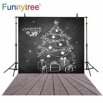 Funnytree Foto ozadje Tabla, kreda za risanje sive lesene talne božična darila fotografija kulise photocall fond