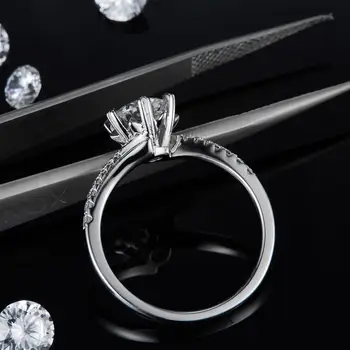 GEM JE BALET 925 Sterling Srebro Moissanite Snežinka Obroč Za Ženske Poročne Poroko Jewelry1Ct VVS1 Diamant Udejstvovanje Obroči