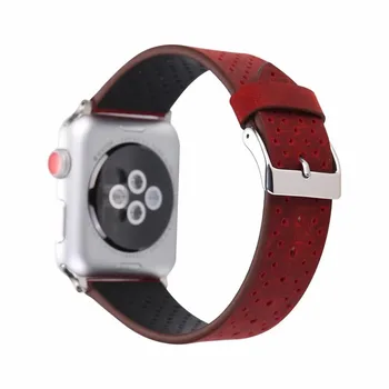 Genunie Usnje jermenčki za Apple Watch Band 1 2 3 4 5 Univerzalno Dihanje Votlo Luknjo Kravje Usnje Šport Trak 38 mm 42mm