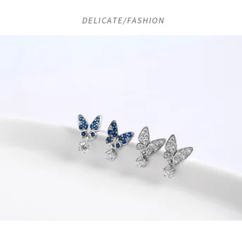 Grier metulj uhani srebrne barve uhani elegantna korejski moda prešitih majhni uhani trend nakit