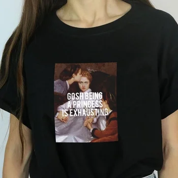 Hahayule-JF Gosh, Da Princesa Je Naporno Slikarstvo T-Shirt Vintage Moda Grunge Stil Graphic Tee Hipsters Črni Vrh