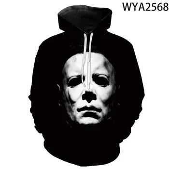 Halloween Michael Myers Hoodies Cosplay Kostume 2021 Scary Movie Grozljivka 3D Tiskanih Puloverji Jopice Kul Harajuku Plašč