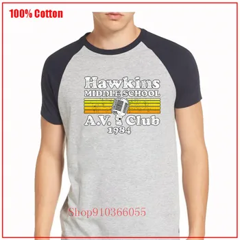 Hawkins Srednji Šoli A. V. Klub neznancu, kar white Rock Band shirt Bombaž Dihanje Visoke Kakovosti Poletje Premium Camiseta