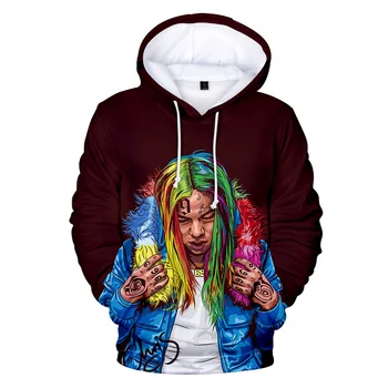 Hip Hop Rapper Tekashi69 6ix9ine 3D Puloverji Jopice, Moške/Ženske z Dolgimi Rokavi pulover s kapuco Modna Športna Majica Puloverji