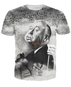Hitchcock Majica 3D Tiskanja Moški/ženske Poletne Ulične T-shirt Moški Punk Crewneck Tshirt Oblačila Prevelik Vrhovi 5XL