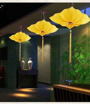 Hotel Jugovzhodna Azija retro lučka Kitajski krpo slog krpo umetnosti kvadratnih lotus listov obesek svetlobe ustvarjalne teahouse Restavracija