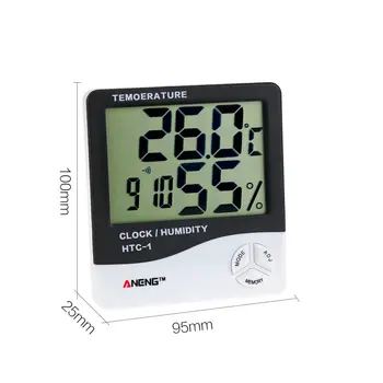 HTC-1 Zaprtih LCD Elektronski Digitalni Temperatura Vlažnost Meter Soba Termometer, Higrometer Budilka Vremenske Postaje