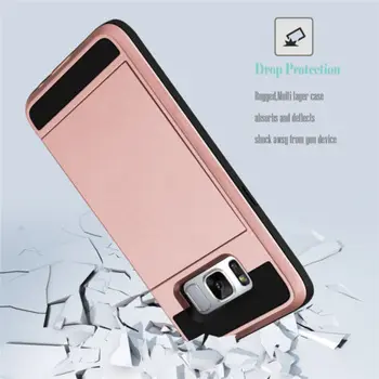 Imetnik kartice Denarnice Primeru pokrovček za Samsung Note8 S8 Shockproof Hibridni Oklep Kreditno Kartico Potisnite v Režo Žep Primeru Za GALAXY S8 Plus