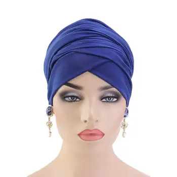 Indija Muslimanske Ženske Turban Klobuk Dolgim Repom Šal Kemo Izpadanje Las Skp Headwrap Hidžab Headscarf Islamske Arabski Navaden Bandanas Moda