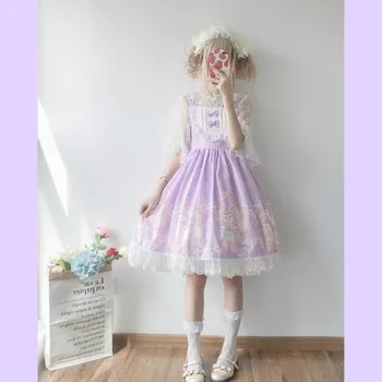 Japonski sweet lolita obleko letnik čipke bowknot srčkan tiskanje viktorijanski obleko kawaii dekle gothic lolita jsk princesa loli cos