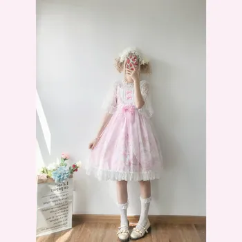 Japonski sweet lolita obleko letnik čipke bowknot srčkan tiskanje viktorijanski obleko kawaii dekle gothic lolita jsk princesa loli cos