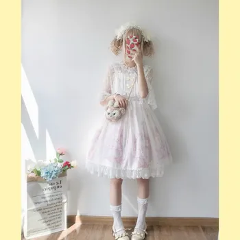 Japonski sweet lolita obleko letnik čipke bowknot srčkan tiskanje viktorijanski obleko kawaii dekle gothic lolita jsk princesa lol