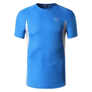 Jeansian moška Majica s kratkimi rokavi Tshirt Tee Majico Šport Kratek Rokav Suho Fit Tek Fitnes Vadbo LSL011 Modra