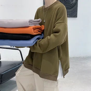 Jeseni in pozimi Plišastih pulover moške trend krog vratu, ohlapno dno majica ins Hong Kong Slog vsestranski nadlak korejski versi