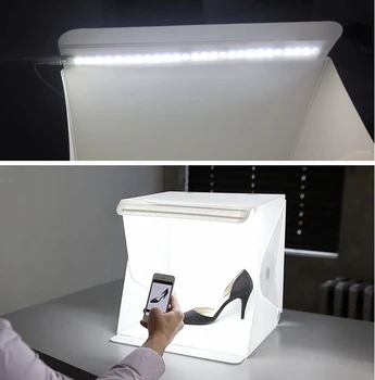 JMFOTO Prenosna Zložljiva lightbox Fotografija Studio Softbox LED Luči polje za iPhone Samsang HTC Pametni Digitalni DSLR Fotoaparat