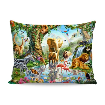 Jungle živali 3d tiskanih Vzglavnik Poliester Dekorativni Pillowcases Vrgel Blazino Pokrov