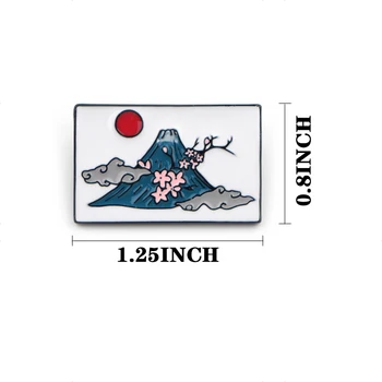 K302 2019 Nov Modni Mount Fuji Kovinski Emajl Broške in Zatiči River Pin Nahrbtnik Vrečke Značko Ovratnik Nakit