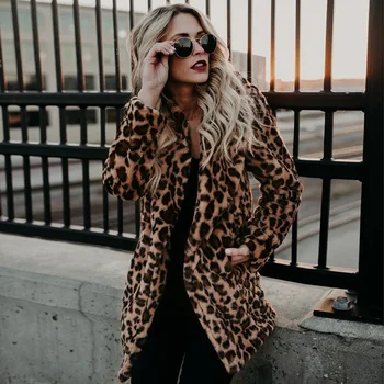 KALENMOS Zimski Plašč Ženske Leopard Dolgo Specializiranimi za umetno Krzno, Plašči in Jopiči 2020 Nov Prihod Oblačila Ulične Ženska Jakna Plus Velikost