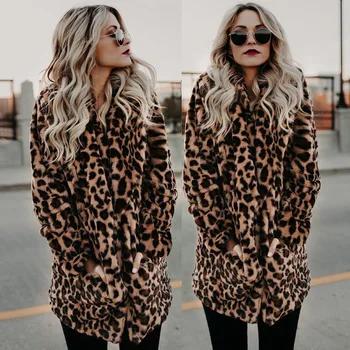 KALENMOS Zimski Plašč Ženske Leopard Dolgo Specializiranimi za umetno Krzno, Plašči in Jopiči 2020 Nov Prihod Oblačila Ulične Ženska Jakna Plus Velikost