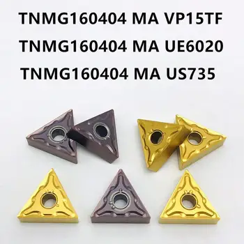 Karbida TNMG160404 MA VP15TF UE6020 US735 novih kakovostnih trikotnik dodelavo kovin, CNC rezkanje orodje, stružnica TNMG orodje za struženje