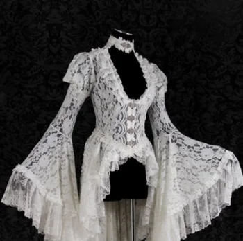 Kawaii dekle gothic loli Srednjeveški sodišče obleko sweet lolita obleko letnik flare rokav čipke mozaik pogoltniti rep viktorijanski obleko