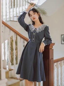 Kawaii dekle Letnik princesa sweet lolita obleko čipke peter pan ovratnik visoko pasu trak viktorijanski obleko gothic lolita op loli
