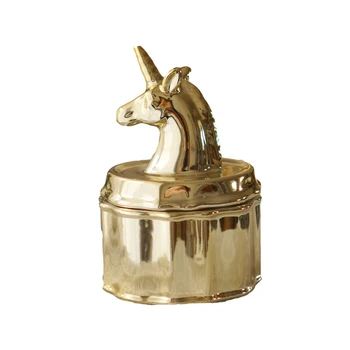 Keramični Zlati Samorog nakit polje rezervoar, škatla za shranjevanje okras Božično darilo, da pošljete svoje dekle