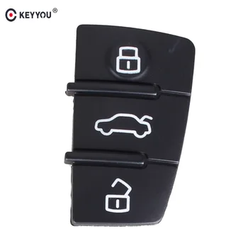 KEYYOU 3 Gumb Pad Gume Remote Key Pad Lupini Fob Za Audi A3 A4 A5 A6 A8 V5 V7 TT S LINE RS Avto Ključ Primeru zajema
