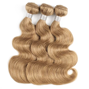 Kisshair barve #27 lase snope medu blondinka 16 do 24 palčni pre-barvne telo val, ki niso remy Brazilski človeških las razširitev