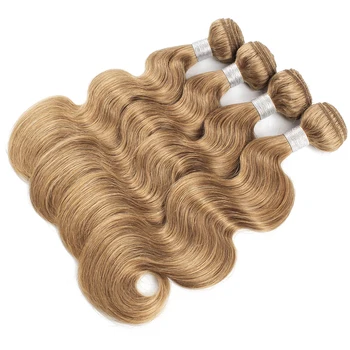Kisshair barve #27 lase snope medu blondinka 16 do 24 palčni pre-barvne telo val, ki niso remy Brazilski človeških las razširitev