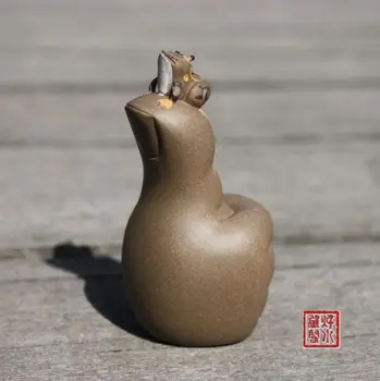 Kitajska zbirka yixing rdeče lončenina Čaj hišni Okras - ročno in žaba