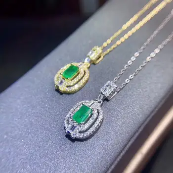 Klasične naravnih Smaragdno gemstone obesek za ogrlico z srebrni nakit naravni biser darilo dobro craftmanship cut zlate barve