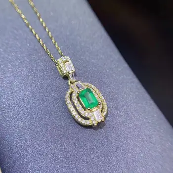 Klasične naravnih Smaragdno gemstone obesek za ogrlico z srebrni nakit naravni biser darilo dobro craftmanship cut zlate barve