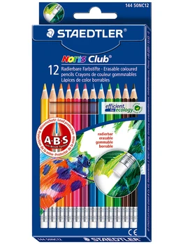 Komplet barvnih svinčnikov, Staedtler Noris izbrisljivi, z radirko, 12 barv
