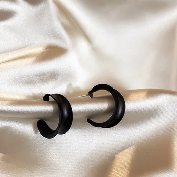 Korejski Dongdaemun Moda Minimalističen Design Line Krog Rezin Krog Geometrijske Stud Uhani, Modni Black Series Uhani Za Ženske