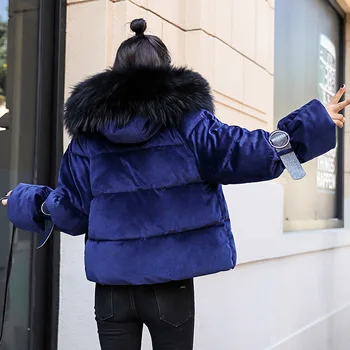 Korejski Moda Priložnostne Črna Kratka Coats Oversize Outwear 2020 Pozimi Žamet Jopiči Bombaž Padded Jakna Ženske Parka Warmness