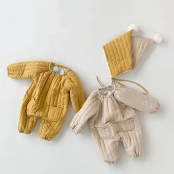 Korejski Slog Newborn Baby Zgostitev Toplo Igralne Obleke Binkoštni Klobuk Pozimi Za Malčke Boys Dekle Obleko Majhne Otroke Bombaž-Oblazinjena Jumpsuits