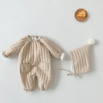 Korejski Slog Newborn Baby Zgostitev Toplo Igralne Obleke Binkoštni Klobuk Pozimi Za Malčke Boys Dekle Obleko Majhne Otroke Bombaž-Oblazinjena Jumpsuits