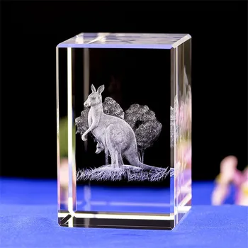 Kristalno Doma Dekor Okraski 3D Laserski Engrave Kenguru Model Potovanja Darilo Fengshui Obrti Dom Dekoracija dodatna Oprema
