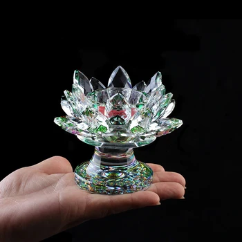 Kristalno Lotus svijećnjak Doma Dekoracijo Stekleni obtežilnik za papir Fengshui Okraski Figurice Domače vrtnarjenje Stranka Dekor Darila