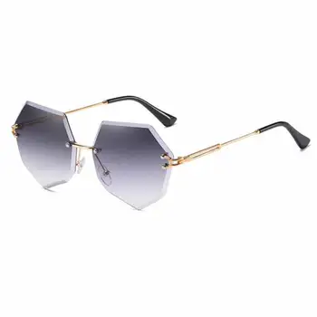 Krog Kampiranje sončna Očala Ženske Prevelik Poligon 2020 Gradient Rjava Roza Rimless sončna očala Za žensko UV400
