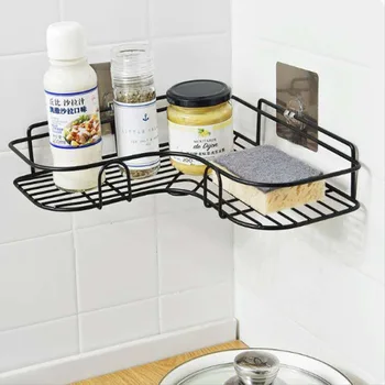 Kuhinja kopalnica brezplačno perforirano kotu za omaro tuš rack železa šampon shranjevanje rack priseska kopalnica rack