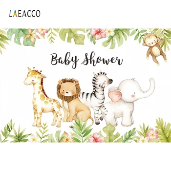 Laeacco Baby Tuš Photocall Safari Živali Listi, Cvetje, Fotografiranje Družin, Rojstni Dan Kulise Novorojenčka Photophone Rekviziti
