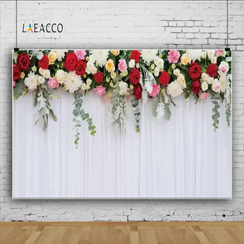 Laeacco Poroko Photophone Belo Zaveso Rose Rož, Cvetlični Listi, Plakati, Fotografije Kulise Fotografske Okolij Rekviziti