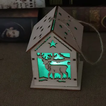 LED Lesa Santa Clause Hiša Okraski za novoletne jelke Lučka Kabini Obesek Božič Darilo Dekor za Dom 669